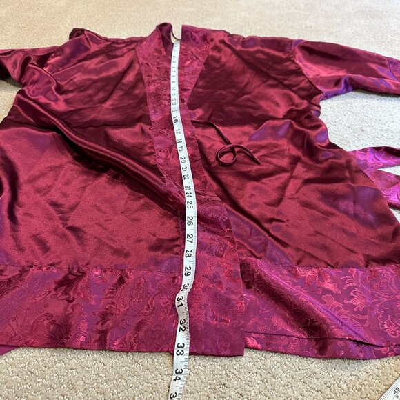 VS Victorias Secret Robe Kimono Gold Label OS Satin Wrap Short Berry Vintage Y2K - Picture 8 of 13